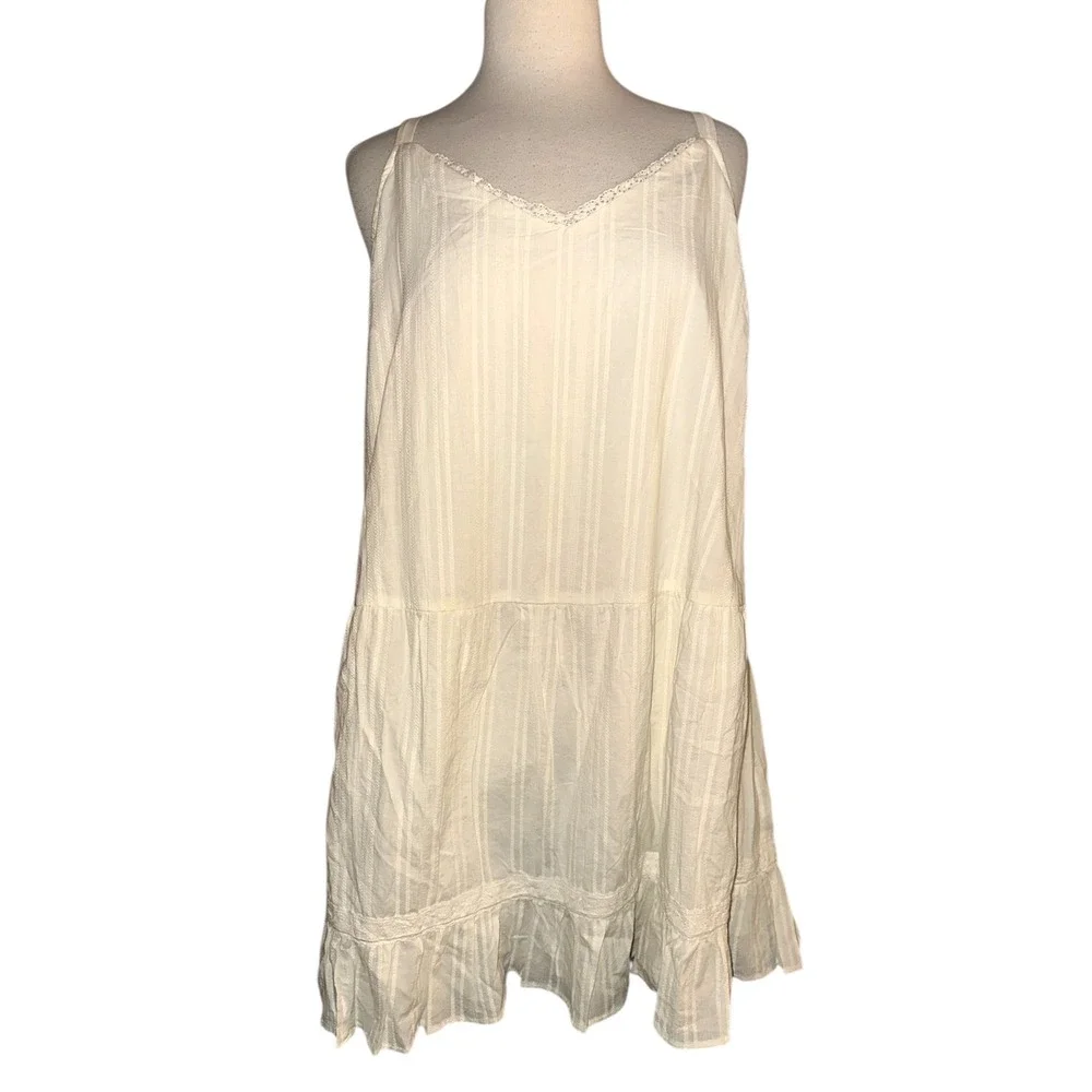 R1 Torrid Size 1 Ivory Lace Trim Cami Slip Dress Boho Layering Flowy Neutral - Picture 2 of 7